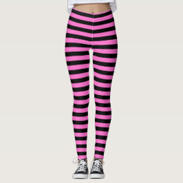 Helder Hot Pink en Black Striped Leggings