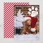 Helder huisdier gelukkig poot-vakantie hond kerstk feestdagenkaart (Voorkant / Achterkant)
