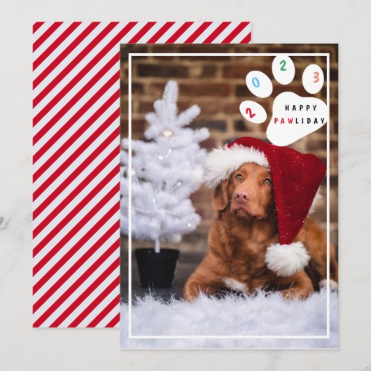 Helder huisdier gelukkig poot-vakantie hond kerstk feestdagenkaart (Voorkant / Achterkant)