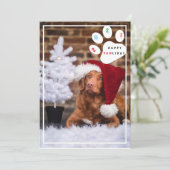 Helder huisdier gelukkig poot-vakantie hond kerstk feestdagenkaart (Staand voorkant)