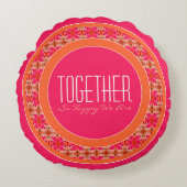 Helder inspirerend en kleurrijk rond kussen (Voorkant)