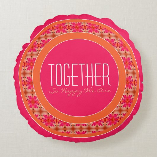 Helder inspirerend en kleurrijk rond kussen (Voorkant)