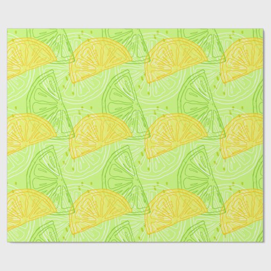 Helder kalkgroen citruscitruscitroenpatroon cadeaupapier (Vlak)