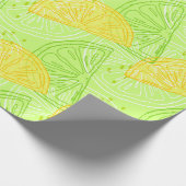 Helder kalkgroen citruscitruscitroenpatroon cadeaupapier (Hoek)