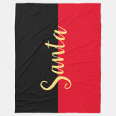 Helder Kerst Rood Zwart Kleur Blok SANTA Tekst Fleece Deken (Voorkant)
