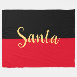 Helder Kerst Rood Zwart Kleur Blok SANTA Tekst Fleece Deken