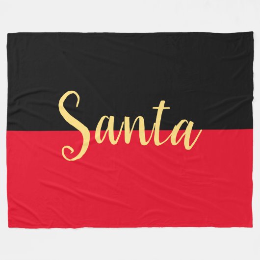 Helder Kerst Rood Zwart Kleur Blok SANTA Tekst Fleece Deken (Voorkant (Horizontaal))