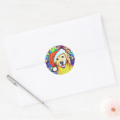 Helder kerstgouden recriever kunst ronde sticker (Envelop)