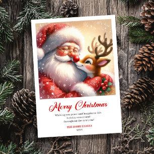 Helder Kerstman En Rudolph Prettig Kerst Groet Feestdagenkaart
