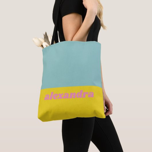 Helder Kleurblok Persoonlijk Tote Bag (Dichtbij)
