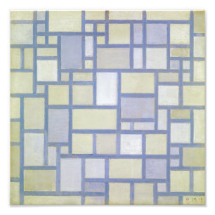 Helder kleuren grijze lijnen Piet Mondrian Foto Afdruk