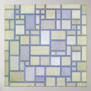 Helder kleuren grijze lijnen Piet Mondrian Poster