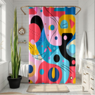 Helder kleuren speelse vormen moderne geometrie douchegordijn