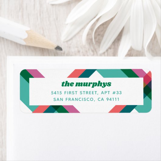 Helder kleurenblok gelegd retouradreslabel etiket (Insitu)