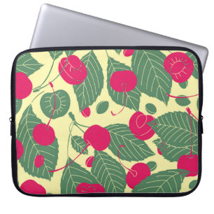 Helder kleurenzomerpatroon met kersen. Verlichtste Laptop Sleeve