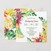 Helder Kleurig Blad Frame Thanksgiving Dinner Kaart (Voorkant / Achterkant)