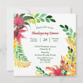Helder Kleurig Blad Frame Thanksgiving Dinner Kaart