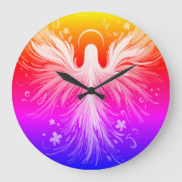 Helder Kleurig Engel Design op een Ronde Wandklok