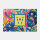 Helder kleurrijk Abstract geometrisch monogram Deurmat (Voorkant)