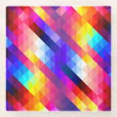 Helder Kleurrijk Abstract Geometrisch Patroon Glazen Onderzetter (Voorkant)