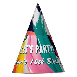 Helder kleurrijk Abstract verfeffect gepersonalise Feesthoedjes