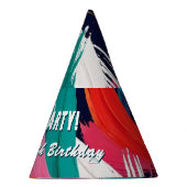 Helder kleurrijk Abstract verfeffect gepersonalise Feesthoedjes (Rechts)