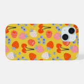 Helder kleurrijk besvruchten patroon iPhone 15 case (Achterkant horizontaal)