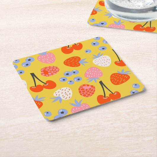Helder kleurrijk besvruchten patroon kartonnen onderzetters (Schuin)