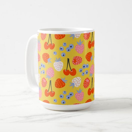 Helder kleurrijk besvruchten patroon koffiemok (Voorkant links)