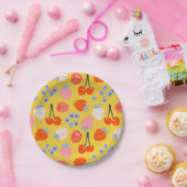 Helder kleurrijk besvruchten patroon papieren bordje (Feest)