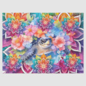 Helder kleurrijk bloemig Zee Turtle & Mandalas Tissuepapier (Voorkant)