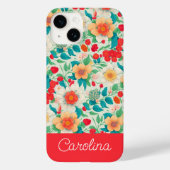 Helder kleurrijk bloemmotief  boho rood Case-Mate iPhone case (Achterkant)