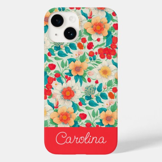 Helder kleurrijk bloemmotief  boho rood Case-Mate iPhone case (Achterkant)