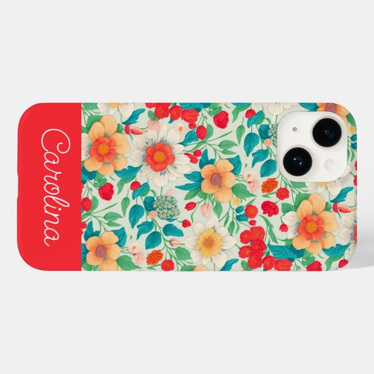 Helder kleurrijk bloemmotief  boho rood Case-Mate iPhone case (Achterkant (horizontaal))