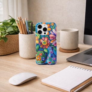 Helder Kleurrijk Bloemmotief iPhone 16 Pro Hoesje