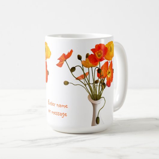 Helder kleurrijk boeket van papavers koffiemok (Voorkant rechts)