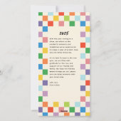 Helder Kleurrijk Checkerboard 2 Foto Skinny Feestdagenkaart (Achterkant)