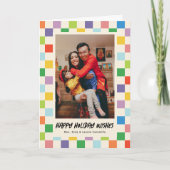 Helder Kleurrijk Checkerboard Gevouwen Foto Vakant Kaart (Voorkant)