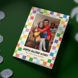 Helder Kleurrijk Checkerboard Gevouwen Foto Vakant Kaart