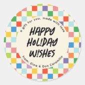 Helder Kleurrijk Checkerboard Gift Ronde Sticker (Voorkant)