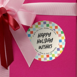 Helder Kleurrijk Checkerboard Gift Ronde Sticker