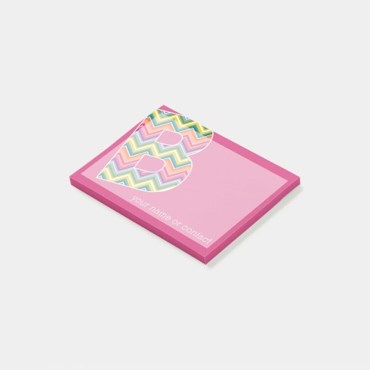 Helder Kleurrijk Chevron Patroon Aangepaste Monogr Post-it® Notes (Schuin)