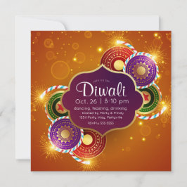 Helder kleurrijk Diwali vuurwerk Kaart
