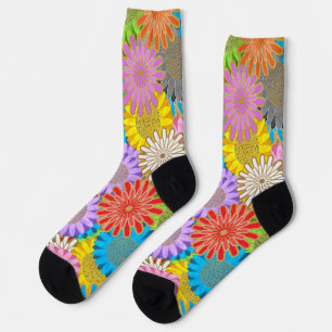 Helder Kleurrijk Druk Chaotisch Hippie Bloem Patro Sokken