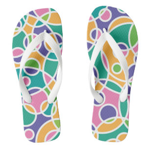 Helder Kleurrijk Dwaas Cirkels Patroon Teenslippers