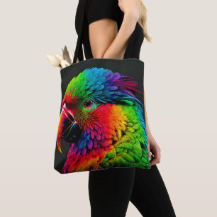 Helder Kleurrijk Exotisch Papegaai Profiel Kunst Tote Bag