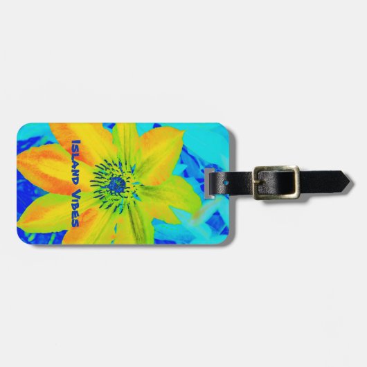 Helder kleurrijk geel Sinaasappel en blauw Bagagelabel (Voorkant horizontaal)