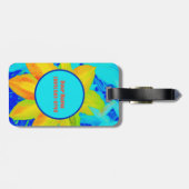 Helder kleurrijk geel Sinaasappel en blauw Bagagelabel (Achterkant horizontaal)