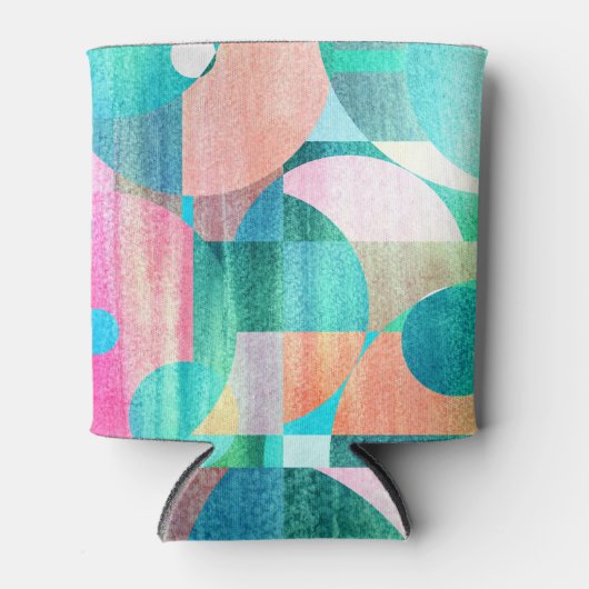 Helder, kleurrijk geometrisch Abstract Blikjeskoeler (Voorkant)