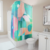 Helder, kleurrijk geometrisch Abstract Douchegordijn (In situ)